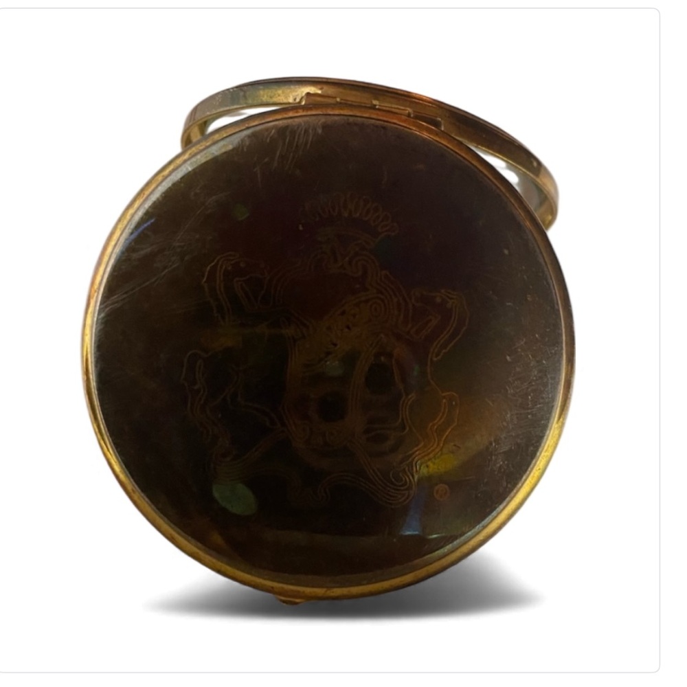 Vintage Giorgio Armani Brass Compact Double Mirror